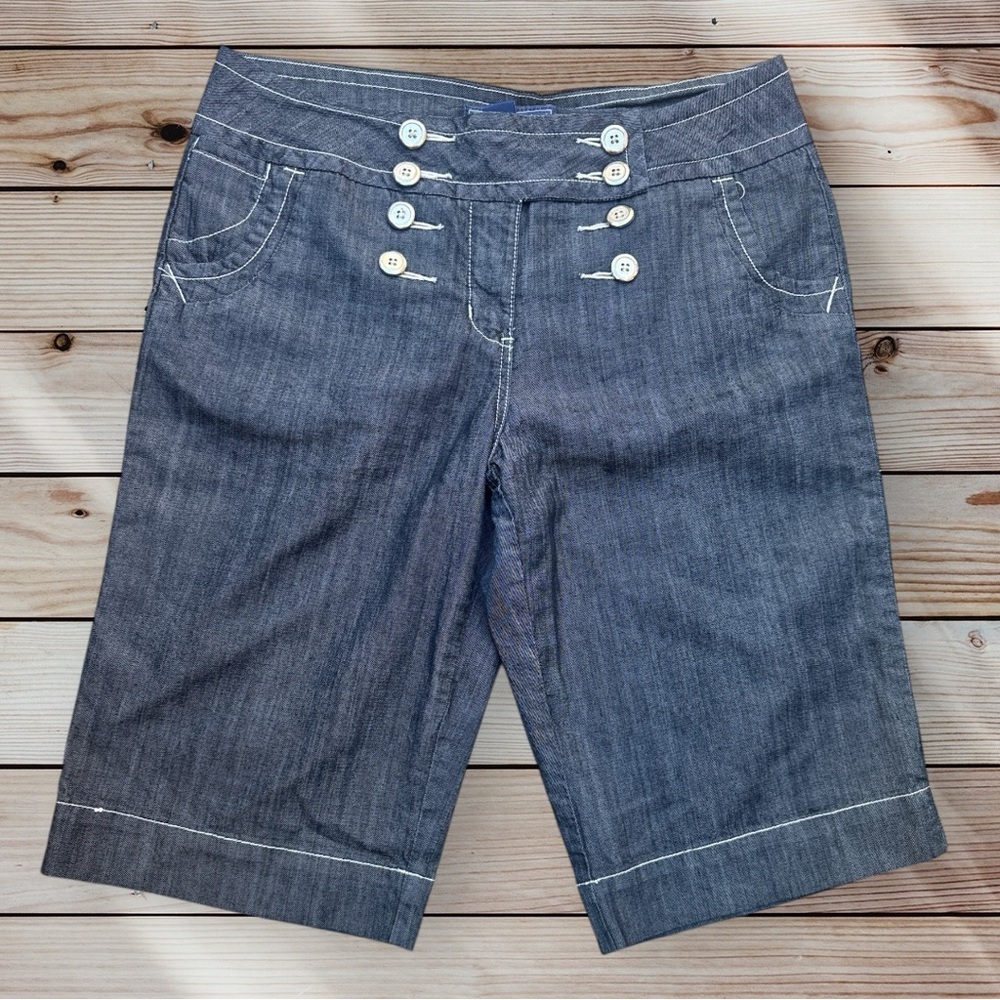 Baccini Denim Bermuda Shorts with Button Details Sz 14P